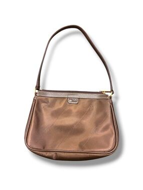 🤎 The Sak Brown Shoulder Bag Nylon Logo Print Small Baguette Purse